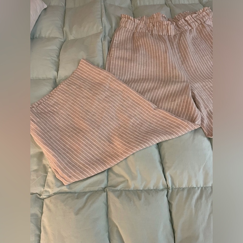 Chico's Beige Striped Wide Leg Pants